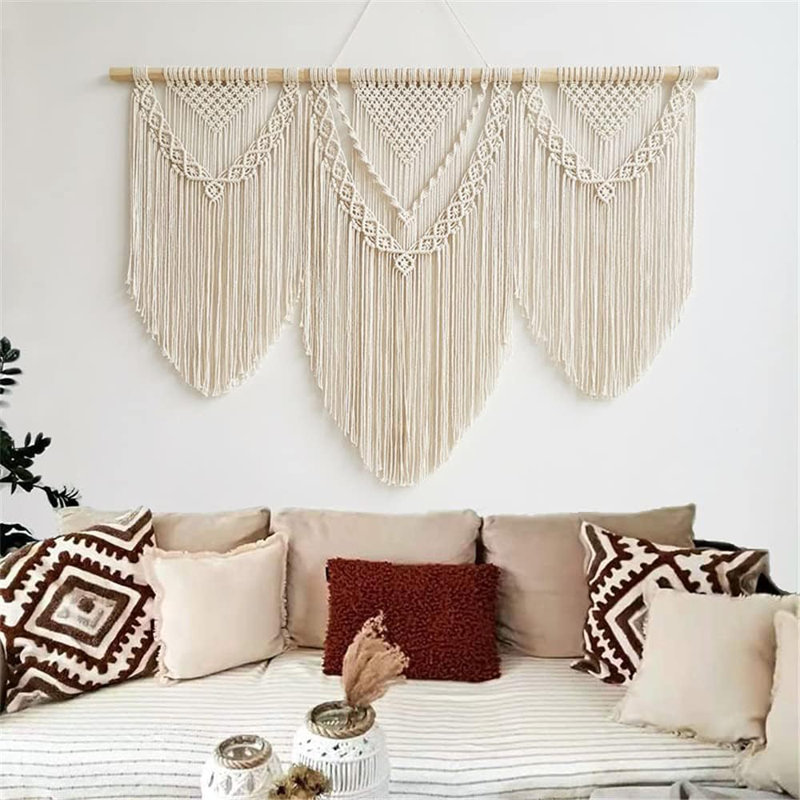 Large Macrame Wall Hanging (Beige-Triangle)