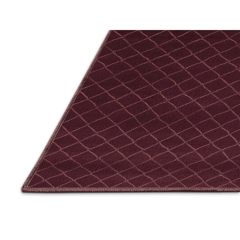 Tapis rouge en treillis lavable à la machine, Carré 3 pi