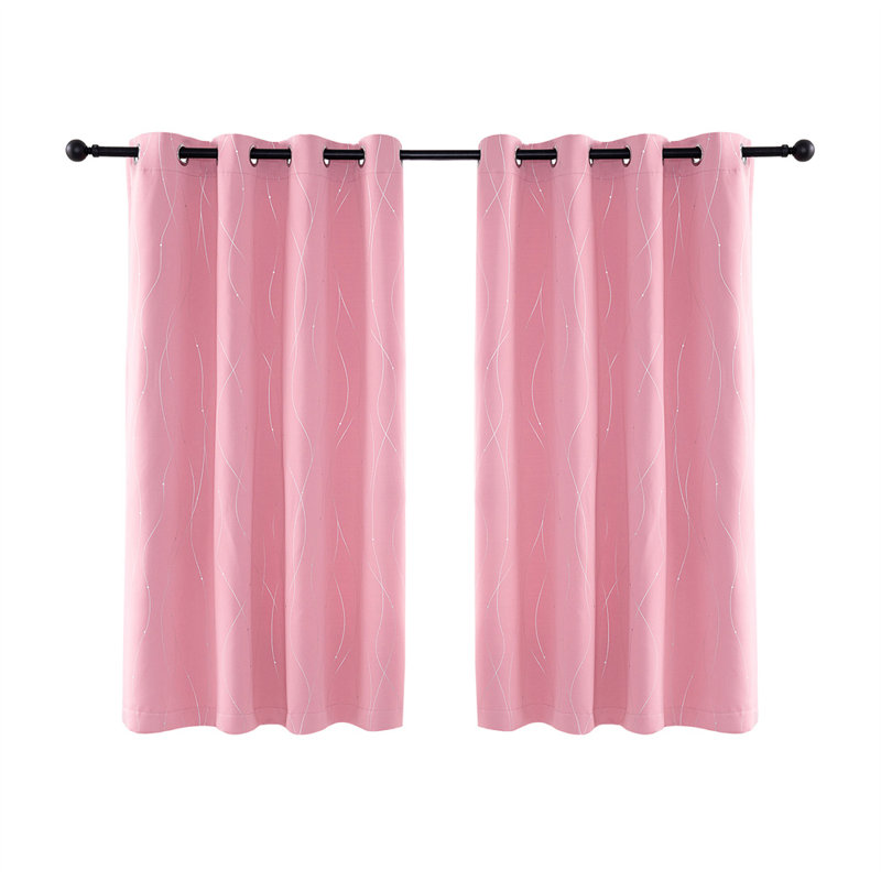 Paire de rideaux occultant et isolant en microfibre à pois, Rose, L 52 po x L 84 po