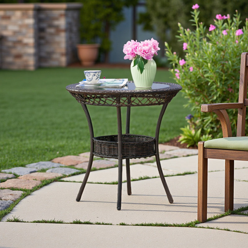 Table en verre PE 34 po (Kd), H 27,5 po x l 27,5 po x P 27,5 po