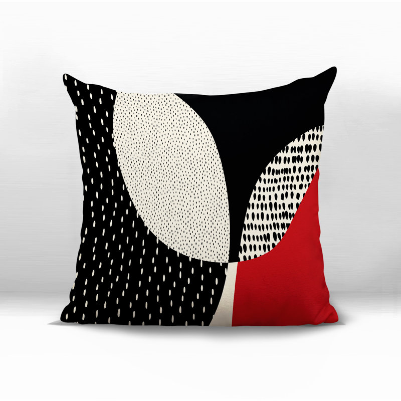 Coussin carré intérieur / extérieur pia, H 15 po x l 15 po, Rouge / noir / blanc cassé