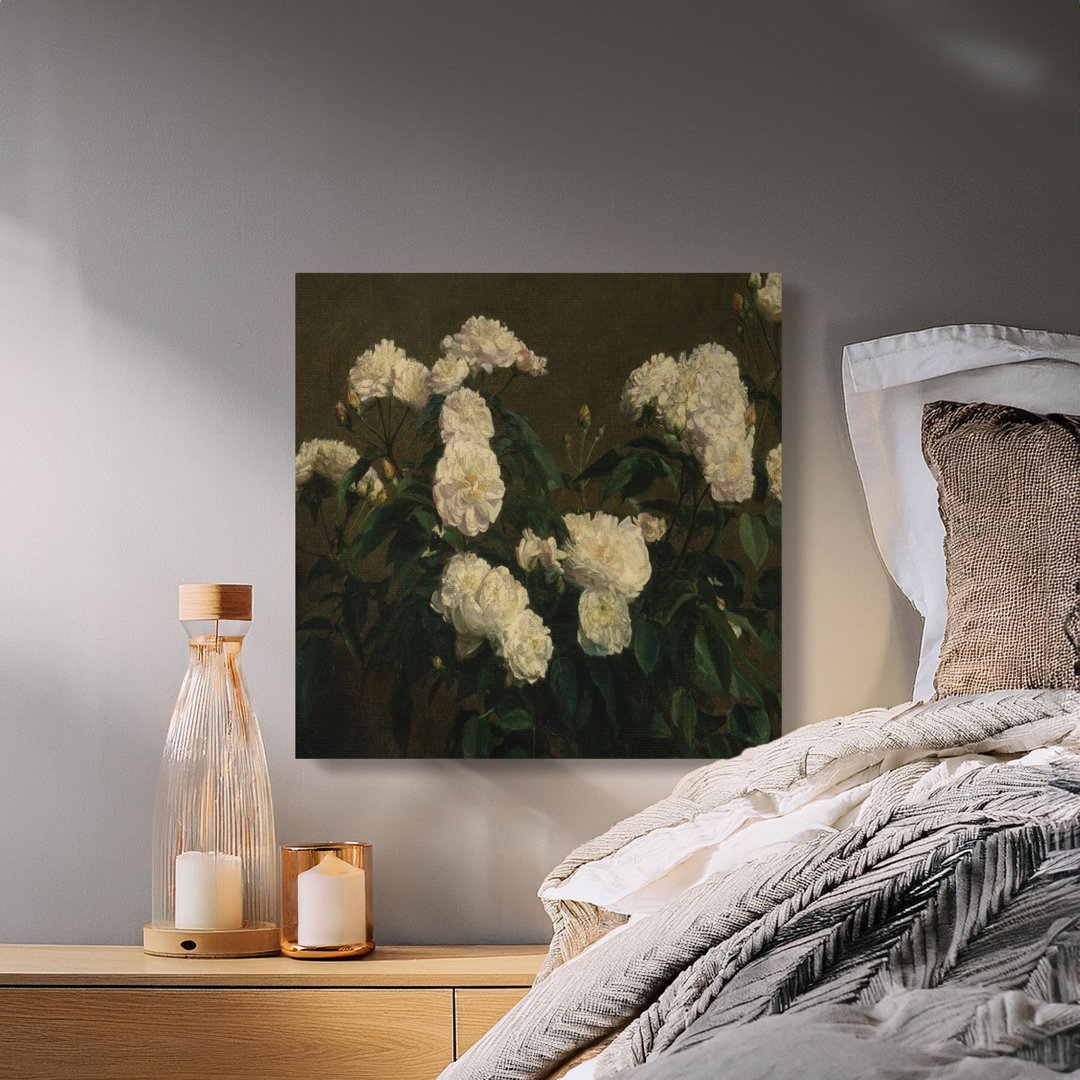 White Roses Canvas Wall Art, Floral Gallery Wrapped Canvas Print, Ready to Hang, Archival Quality, Elegant Home Decor, Rose Painting