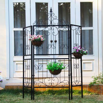  Treillis de jardin pliable à 3 panneaux pour plantes grimpantes, H 70,9 po x l 55 po en métal robuste