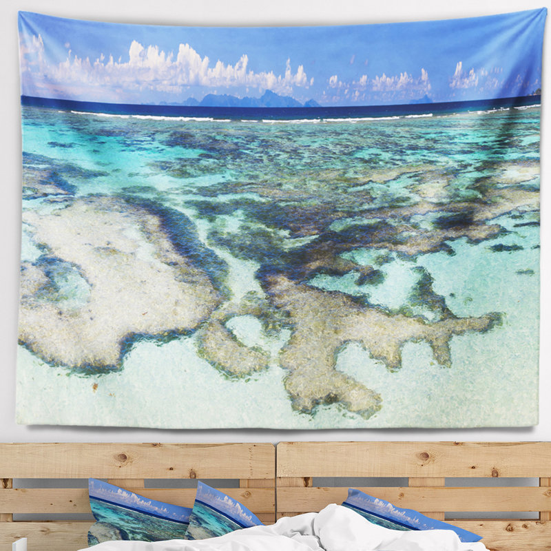 Tapisserie «Seascape Turquoise Tropical Ocean Waters», H 78 po x l 92 po