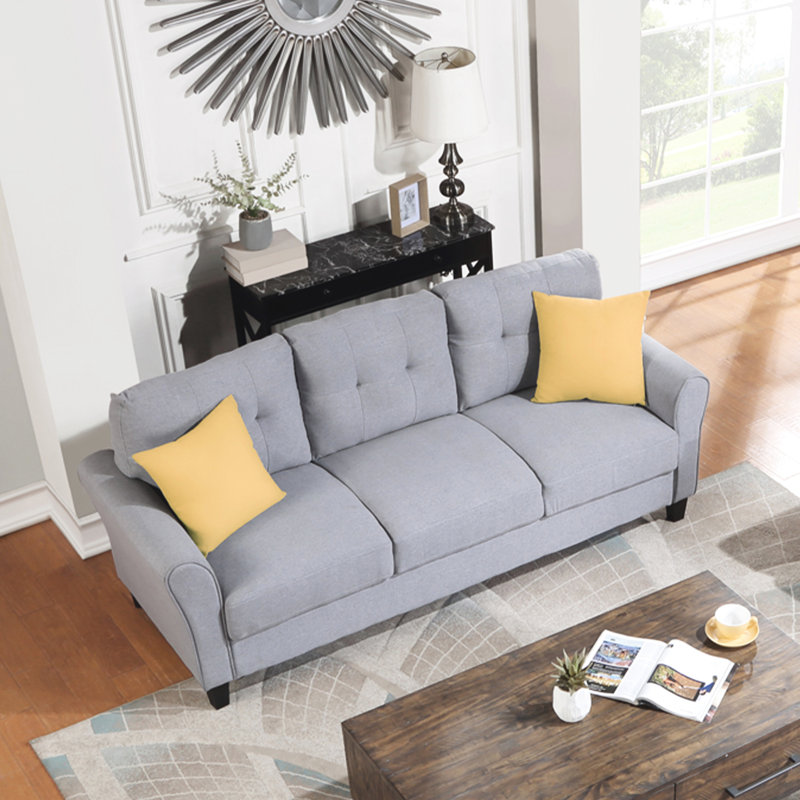 Lin moderne 3, gris-bleu, capacité de poids confortable, lin gris-bleu de salon, résistance au froid,