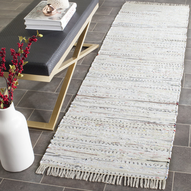 Tapis en coton tissé à la main Valerton, Tapis de couloir 2 pi 3 po x 22 pi