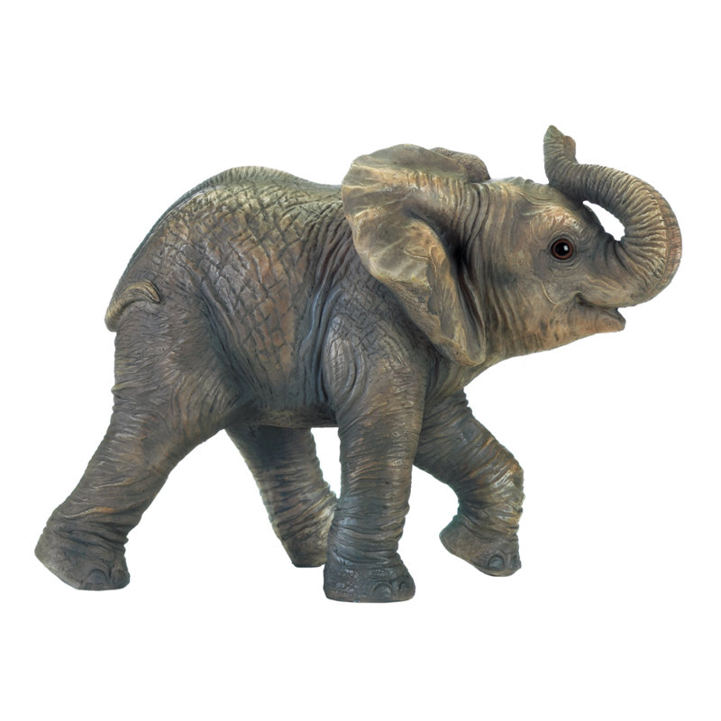 Figurine d'éléphant en céramique Aiyannah, Gris foncé