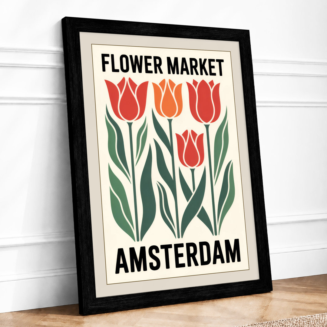 Flower Market Amsterdam Vintage - Framed Print