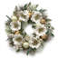 Couronne de Noël réaliste de 61 cm (24 pouces) en amaryllis avec lumières DEL et ornements électroplaqués