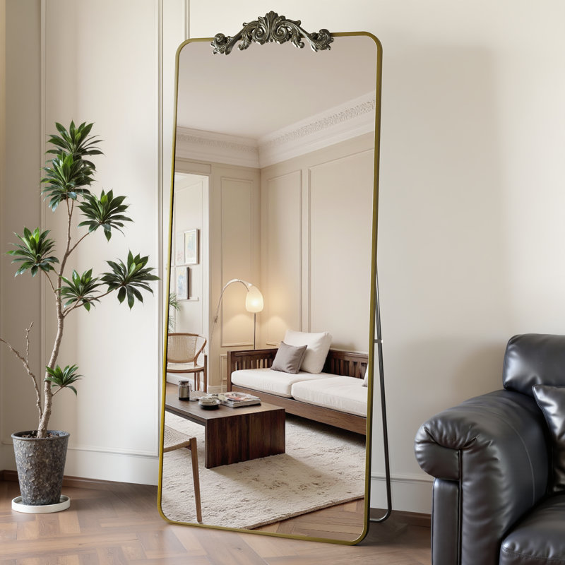 Miroir pleine longueur rétro gravé, Bronze, 58"×18"
