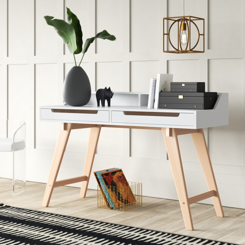 Blainey Solid Wood Base Writing Desk, White
