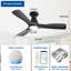 Ventilateur de plafond encastré noir intelligent de 42 pouces avec lumières et télécommande, ventilateur d'intérieur à 3 pales à intensité variable fonctionne avec la télécommande Alexa-562013724-562013701-562013696