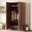 Armoire-penderie 2 portes en bois avec 3 tablettes de rangement