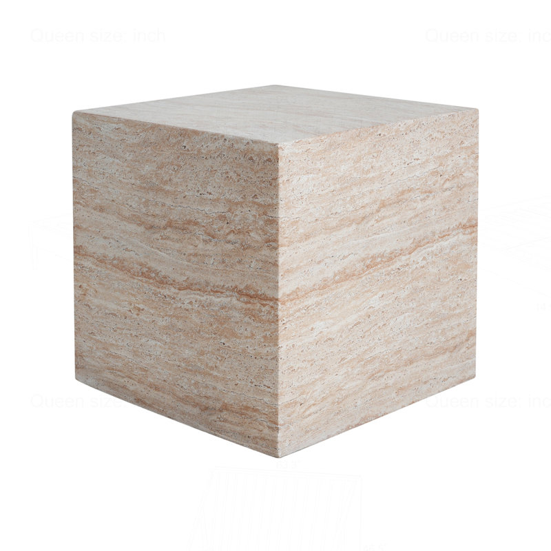 Outdoor Travertine Lightweight Concrete Side Table