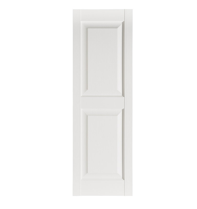 White Polypropylene Raised Panel Exterior Shutters, 15'' x 47''