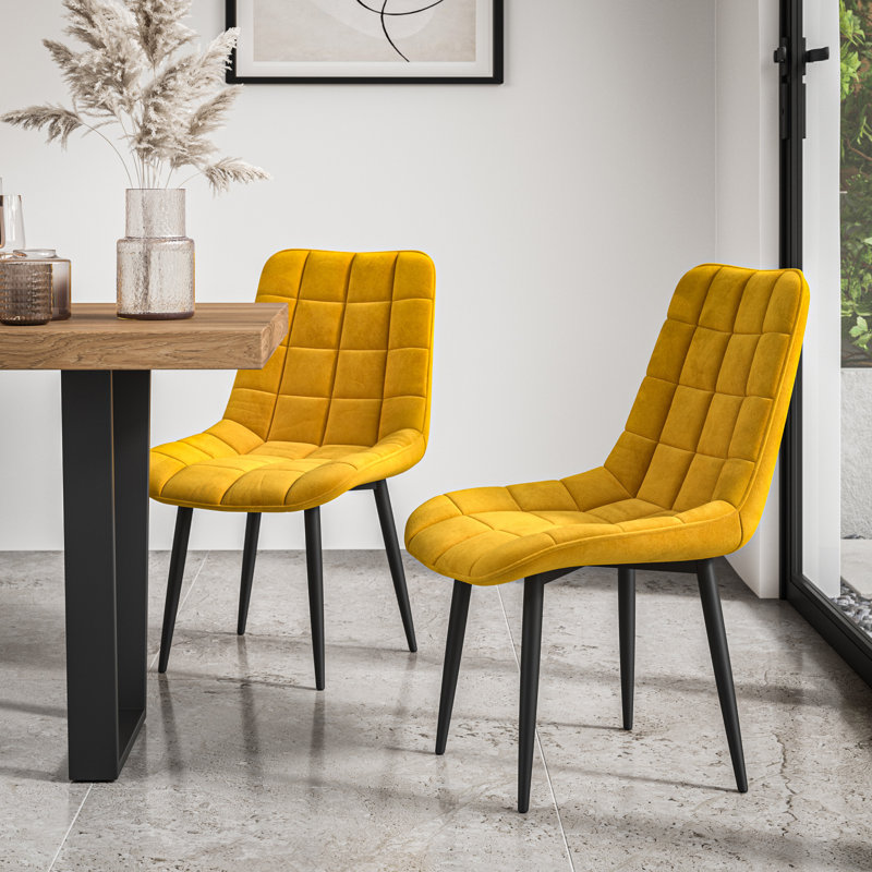 Darcus 6 - Person Dining Set, Black/Oak/Mustard