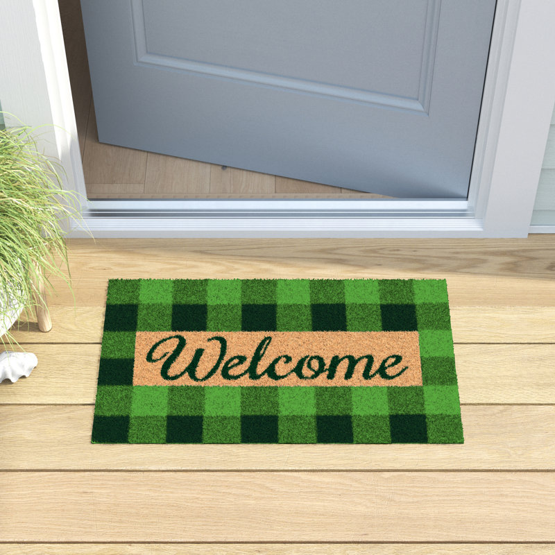 Joli tapis d'extérieur antidérapant Ura, Vert, L 29 po x l 17 po