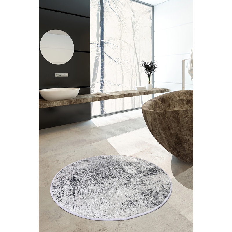 Antibacterial Non-Slip Bathmat, 39.4 Inches Diameter, 100% Polyester, 0.4 Inch Pile Height, 700 g/m² | Machine Washable, Easy Care | Ideal for Bathroom, Shower, and Spa Use, Soft and Durable Design