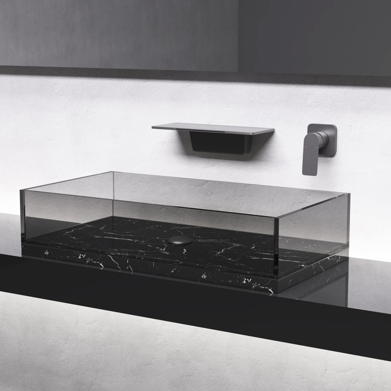 Elegant Gunmetal Bathroom Faucet - Waterfall, Brass, Single, Wall Mounted Waterfall To Save Space