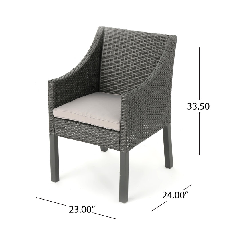 Arevalo 4 - Person Wicker Patio Dining Set with Round Table, Gray