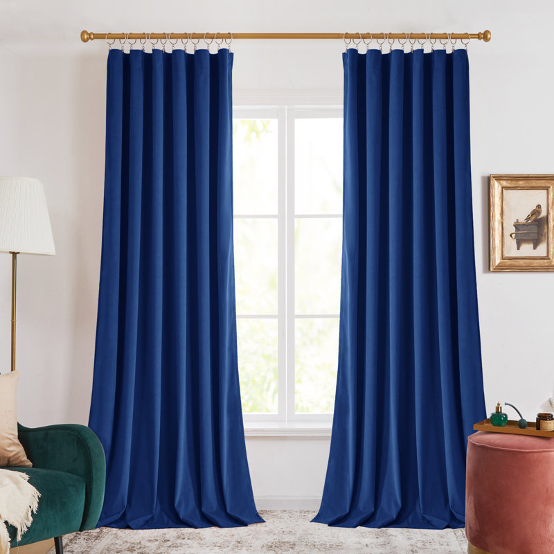 Total Blackout Luxury Rod Pocket and Back Tab curtains, 52" W x 84" L, Navy