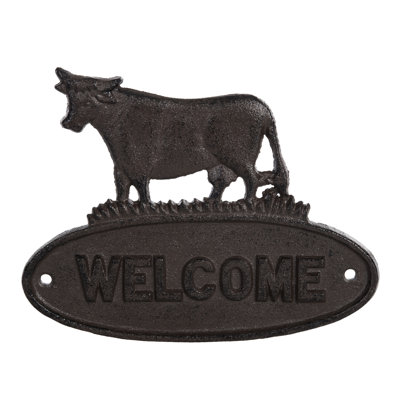 Plaque de bienvenue en fer, décoration murale, noir, fonte, suspension, extérieur, printemps, décoration intérieure