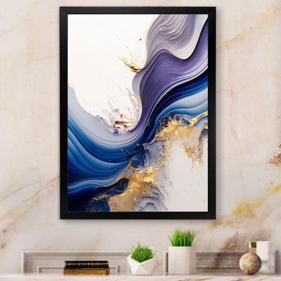 «Blue and Gold Splash Paint I», peinture sur toile