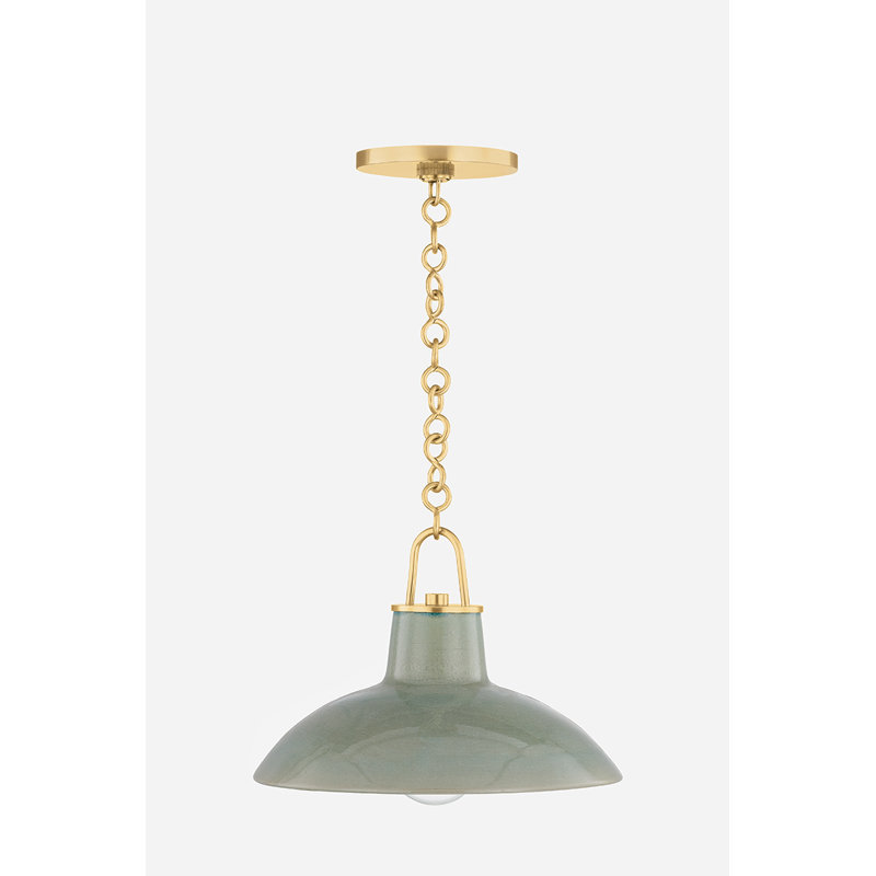 Luminaire suspendu POTTERSVILLE, Laiton, Sarcelle, H 10 po x l 12,5 po x P 12,5 po