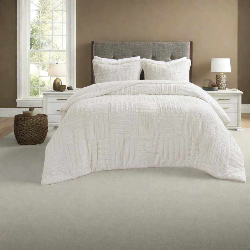 Ensembles de literie luxueux en fausse fourrure, confort ivoire et style moderne