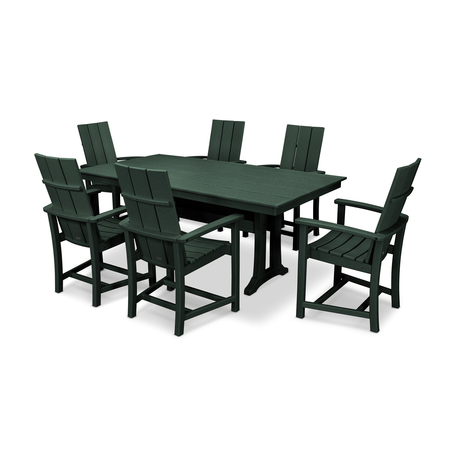 POLYWOOD® Modern Adirondack 72" Patio Dining Set, Green