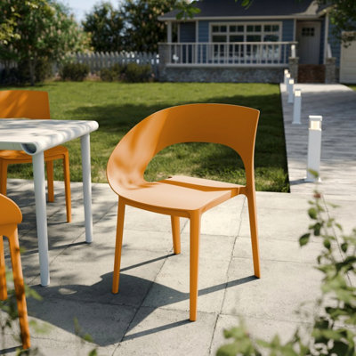 Chaise de patio d'extérieur, conception monobloc en polypropylène