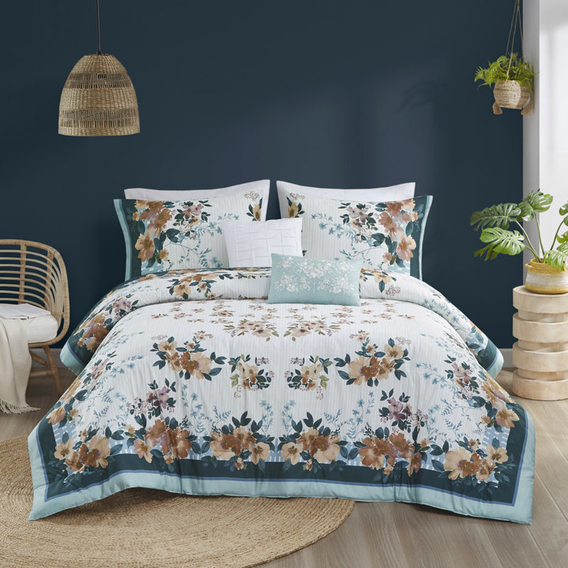 Floral Comforter King/ King - Filling, Machine Washable, Cozy Bedding , Comfortable Sleep