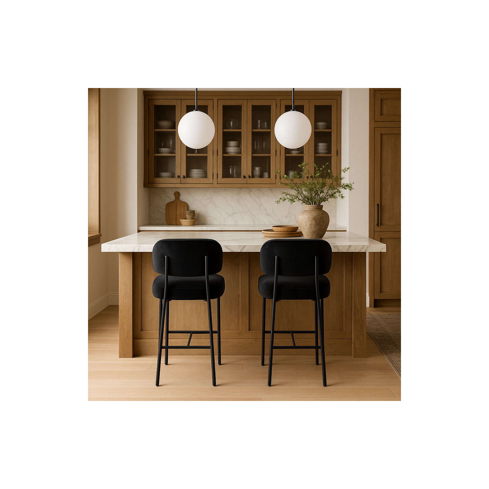 Zarelle Upholstered Counter Stool, Black Performance Fabric