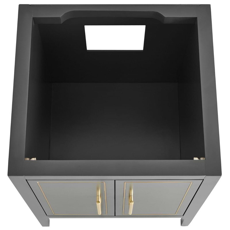 Province 24" Freestanding Standard Single Bathroom Vanity with Top, Charcoal/Gold, Gold Zinc Alloy