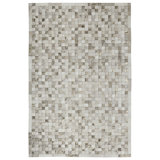 Hera Geometric Handmade Leather Ivory/Gold Area Rug