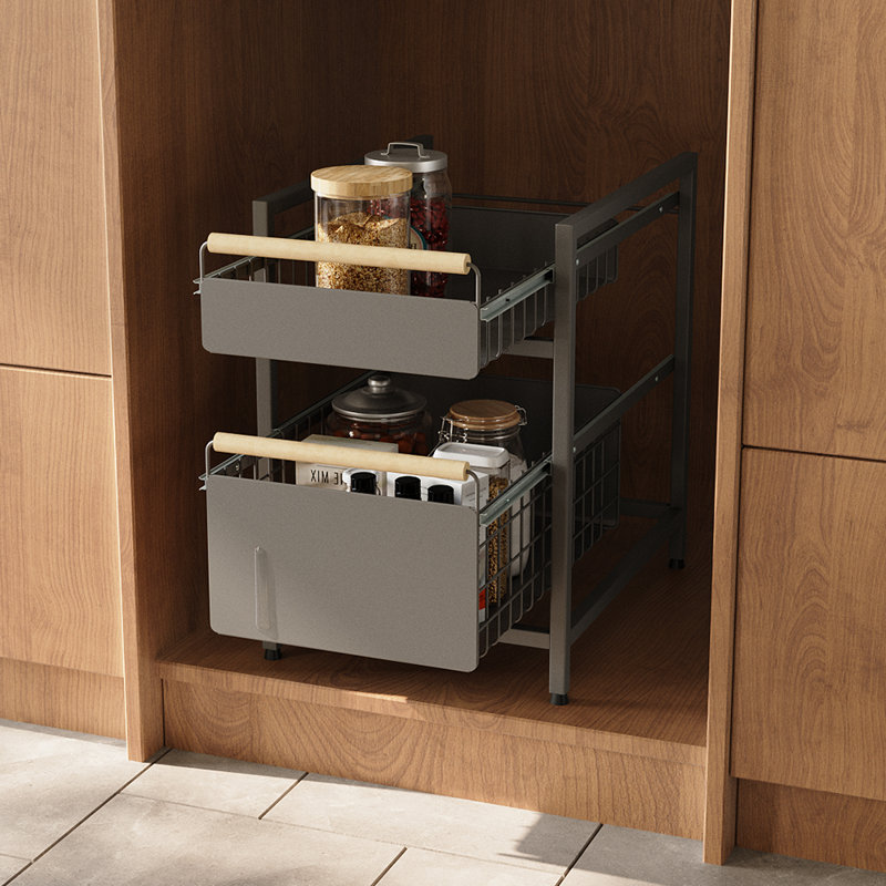 Spice Rack, 42cm H x 39cm W x 29.5cm D, Black