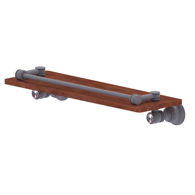Freyja Solid Wood Accent Shelf, Matte Gray, 3.3" H x 16" W x 5.54" D