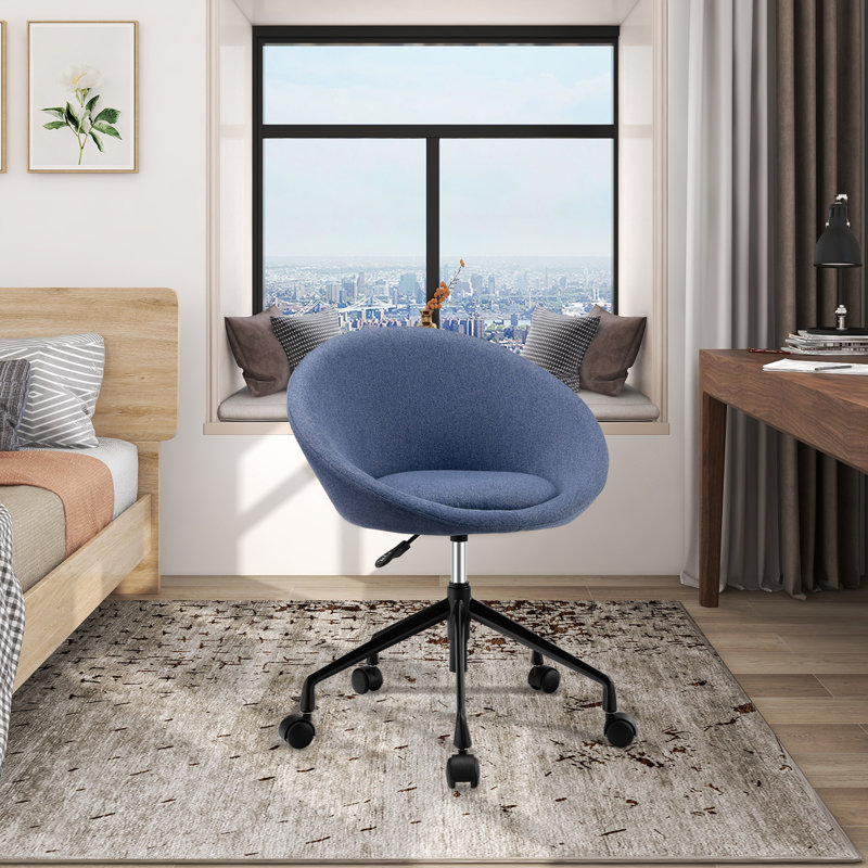 Orren Ellis Vansen Linen Task Chair, Blue