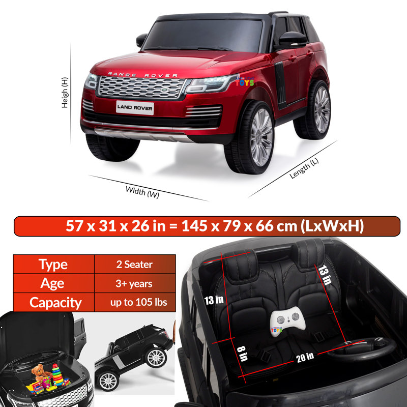 Americas Toys Project 24 Volt 2 Seater Battery Powered Ride On Car with Mp4 Player, Red