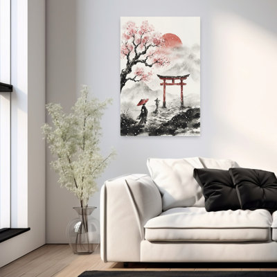 Kimono, voyage d'hiver, paysage de cerisier traditionnel abstrait nature