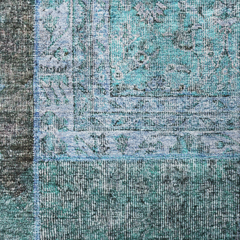 Tapis à poil long de qualité supérieure lavable à la machine ADS669, Sarcelle, 3 pi x 5 pi