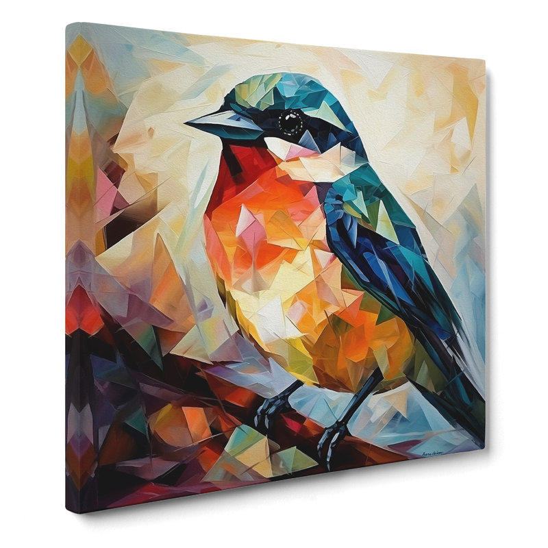 Bird Cubism No.3 - No Frame Print, 50cm H x 50cm W x 3cm D