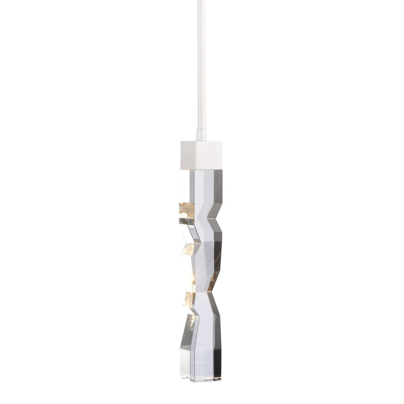 Luminaire suspendu simple à 1 lumière Mamadim, H 63,25 po x l 2 po x P 2 po, Blanc mat