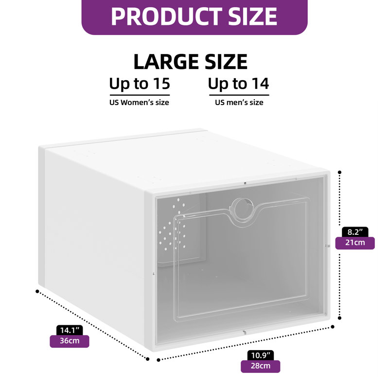 Aurelio Foldable Shoe Storage Box, White