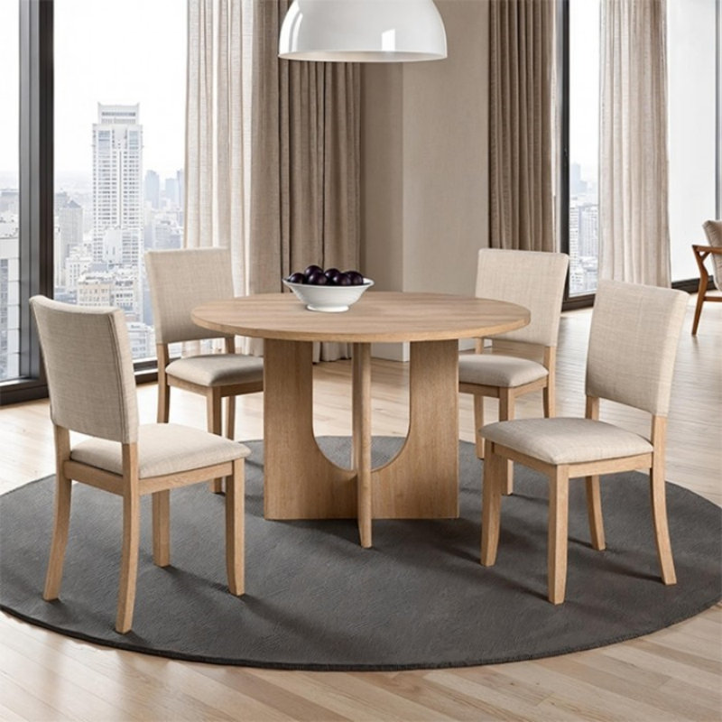 Ensemble de table de salle à manger 5 pièces Belsay, Naturel, Beige, Brun