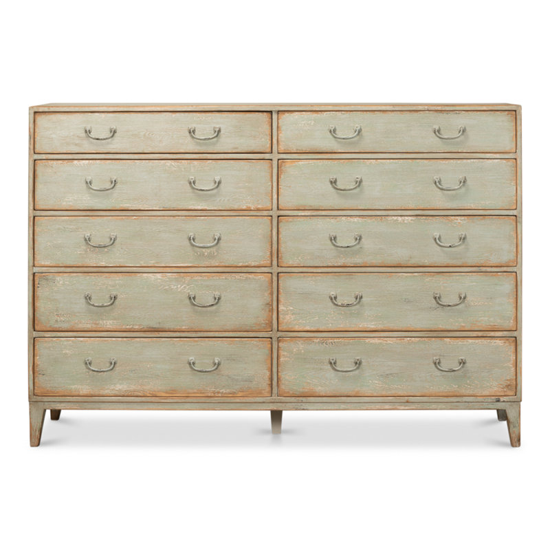 Sage Green Transitional 10-Drawer Dresser