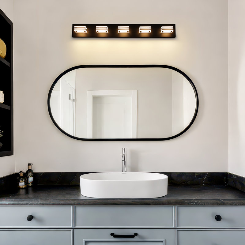 Luminaire de salle de bain moderne à DEL 32,2 pouces à 5 lumières à intensité variable de 5 ct avec tête rotative à 360 ° en acrylique, pour salle de bain, salon