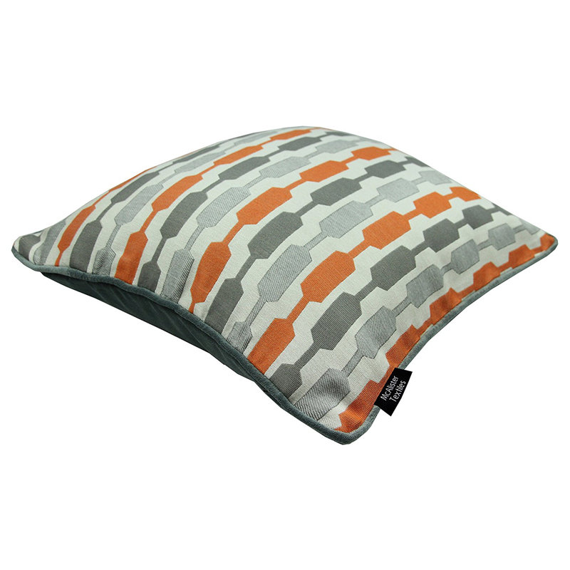 Lizeth Geometric Square Cushion, 60 x 60cm, Orange/Grey