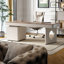 Bureau à 6 tiroirs brun noyer + beige massif massif + bois manufacturé + acier inoxydable-109078978