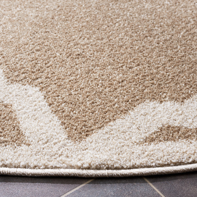 Ammundsen Geometric Wheat/Beige Indoor Area Rug, Round 7'